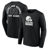 Cleveland Browns Personalized Name & Number Monochrome Long Sleeve T-Shirt Black
