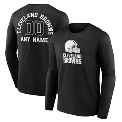 Cleveland Browns Personalized Name & Number Monochrome Long Sleeve T-Shirt Black