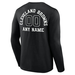 Cleveland Browns Personalized Name & Number Monochrome Long Sleeve T-Shirt Black