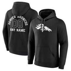 Denver Broncos Personalized Name & Number Pullover Hoodie Black
