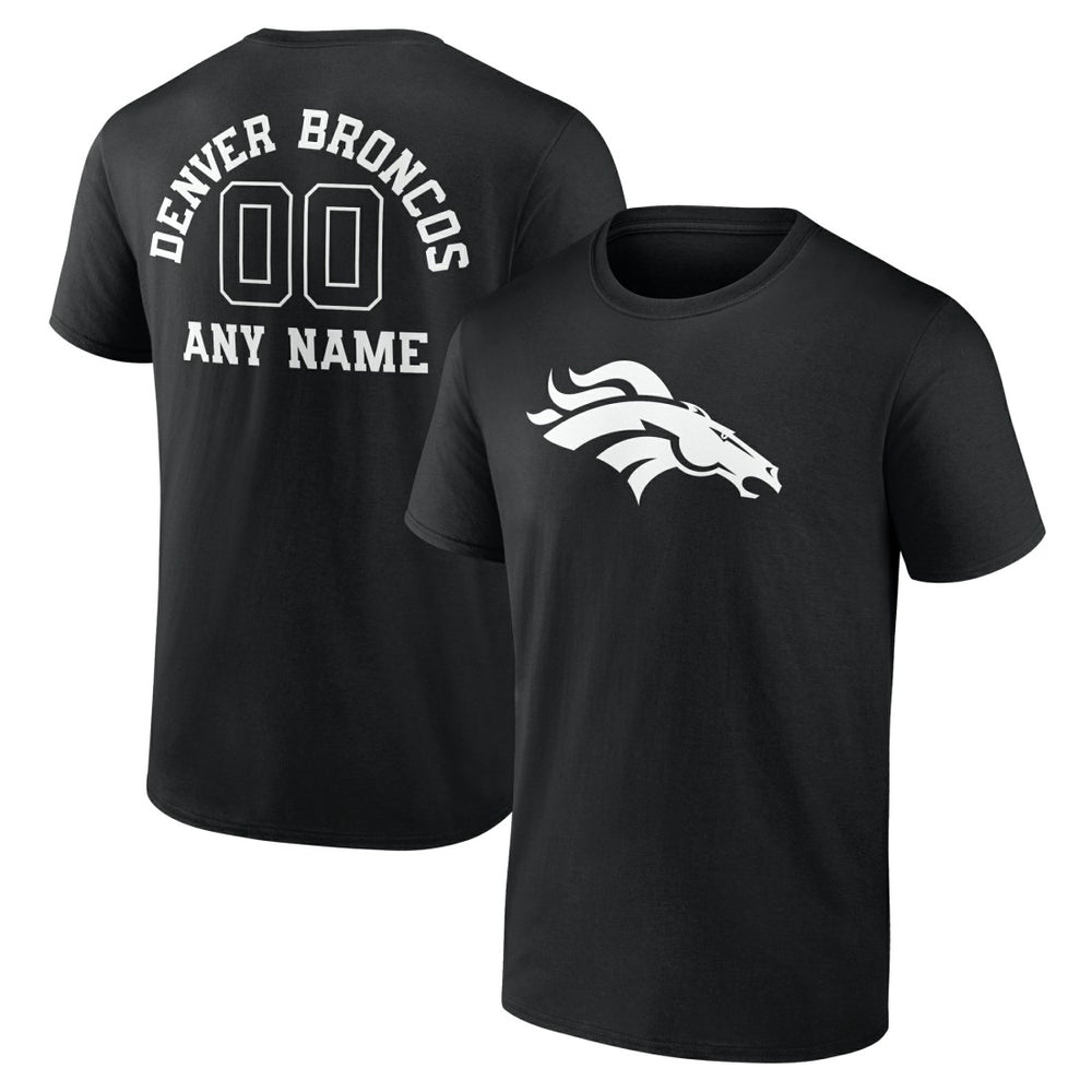 Denver Broncos Personalized Name & Number Monochrome T-Shirt Black