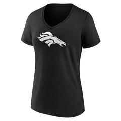 Denver Broncos Women's Personalized Name & Number Monochrome V-Neck T-Shirt Black