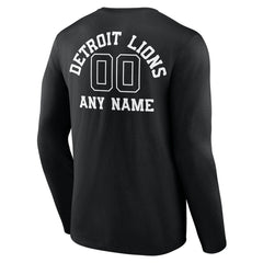 Detroit Lions Personalized Name & Number Monochrome Long Sleeve T-Shirt Black