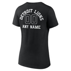 Detroit Lions Women's Personalized Name & Number Monochrome V-Neck T-Shirt Black