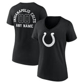 Indianapolis Colts Women's Personalized Name & Number Monochrome V-Neck T-Shirt Black