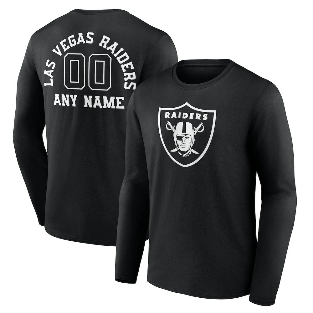 Las Vegas Raiders Personalized Name & Number Monochrome Long Sleeve T-Shirt Black