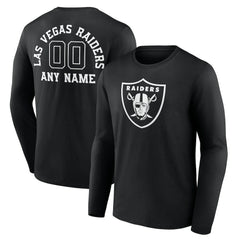 Las Vegas Raiders Personalized Name & Number Monochrome Long Sleeve T-Shirt Black