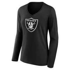 Las Vegas Raiders Women's Personalized Name & Number Monochrome Long Sleeve V-Neck T-Shirt Black