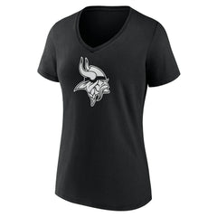 Minnesota Vikings Women's Personalized Name & Number Monochrome V-Neck T-Shirt Black