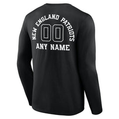 New England Patriots Personalized Name & Number Monochrome Long Sleeve T-Shirt Black