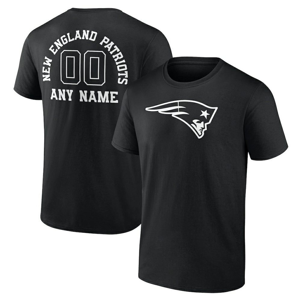 New England Patriots Personalized Name & Number Monochrome T-Shirt Black