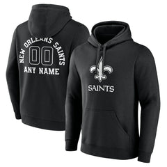 New Orleans Saints Personalized Name & Number Pullover Hoodie Black