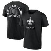 New Orleans Saints Personalized Name & Number Monochrome T-Shirt Black