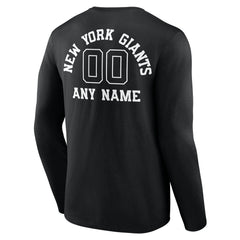 New York Giants Personalized Name & Number Monochrome Long Sleeve T-Shirt Black