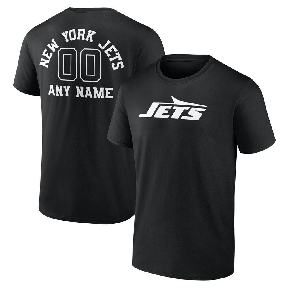 New York Jets Personalized Name & Number Monochrome T-Shirt Black