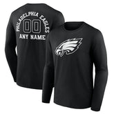Philadelphia Eagles Personalized Name & Number Monochrome Long Sleeve T-Shirt Black