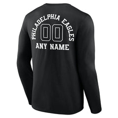Philadelphia Eagles Personalized Name & Number Monochrome Long Sleeve T-Shirt Black