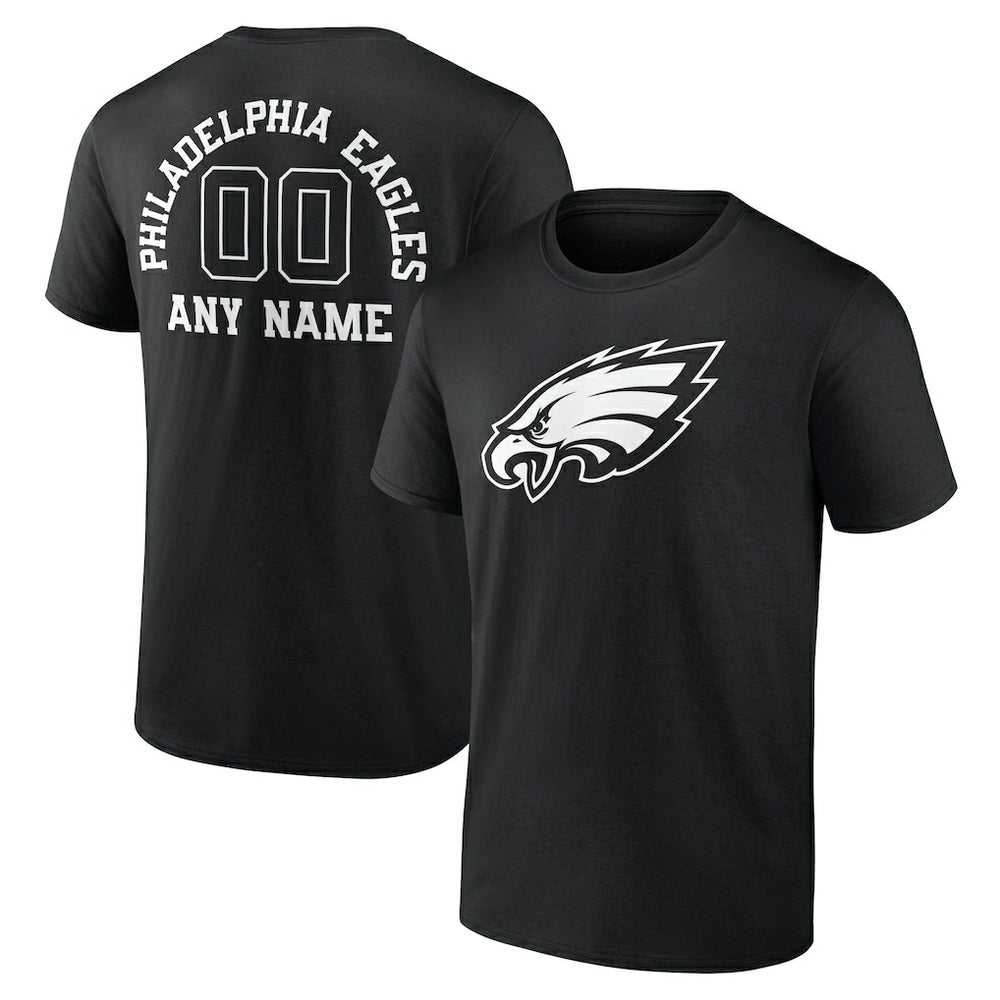 Philadelphia Eagles Personalized Name & Number Monochrome T-Shirt Black