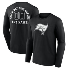 Tampa Bay Buccaneers Personalized Name & Number Monochrome Long Sleeve T-Shirt Black