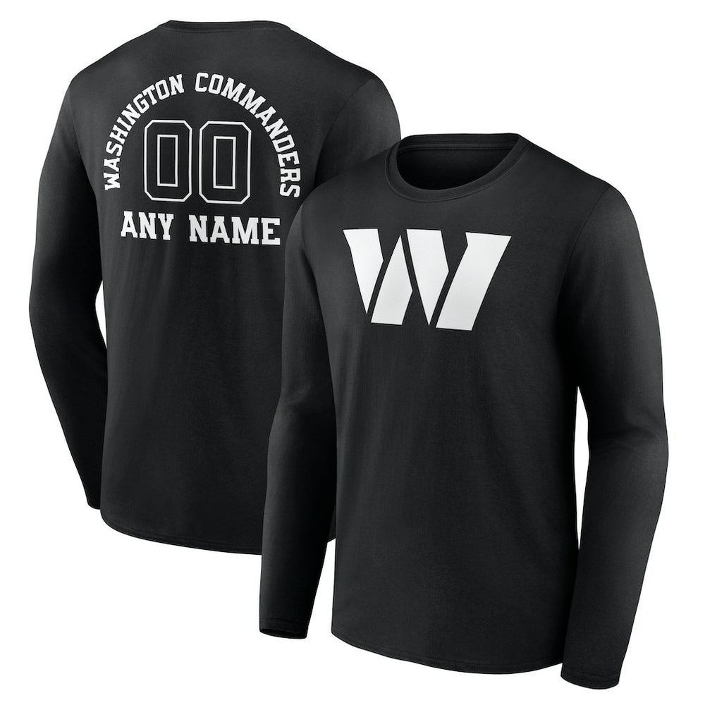 Washington Commanders Personalized Name & Number Monochrome Long Sleeve T-Shirt Black
