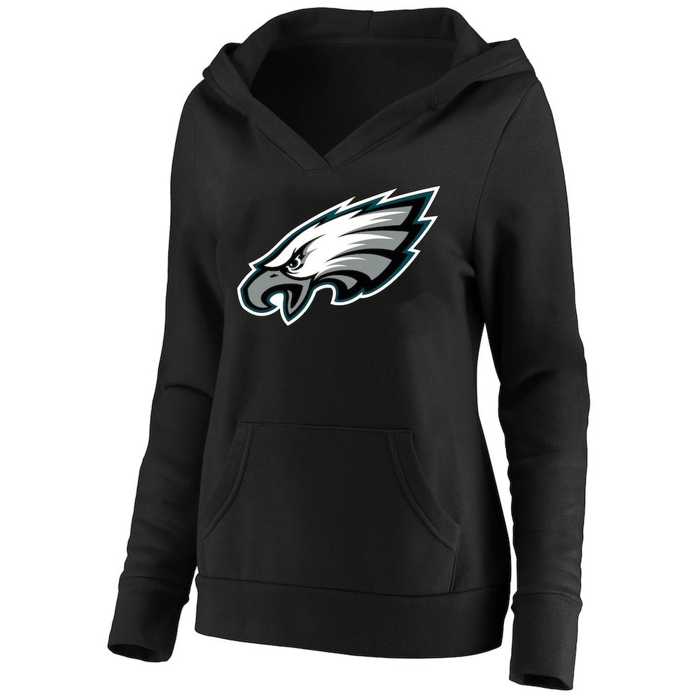 Fanatics Philadelphia Eagles Women's Plus Size V-Neck Pullover Hoodie Black