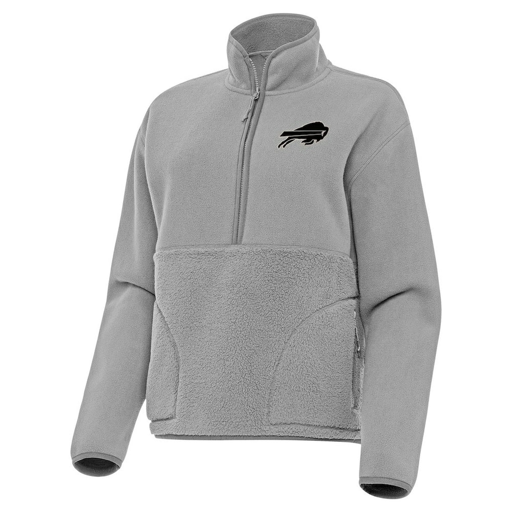 Buffalo Bills Antigua Women's Brushed Carbon Figure Half-Zip Pullover Sweatshirt – Gray