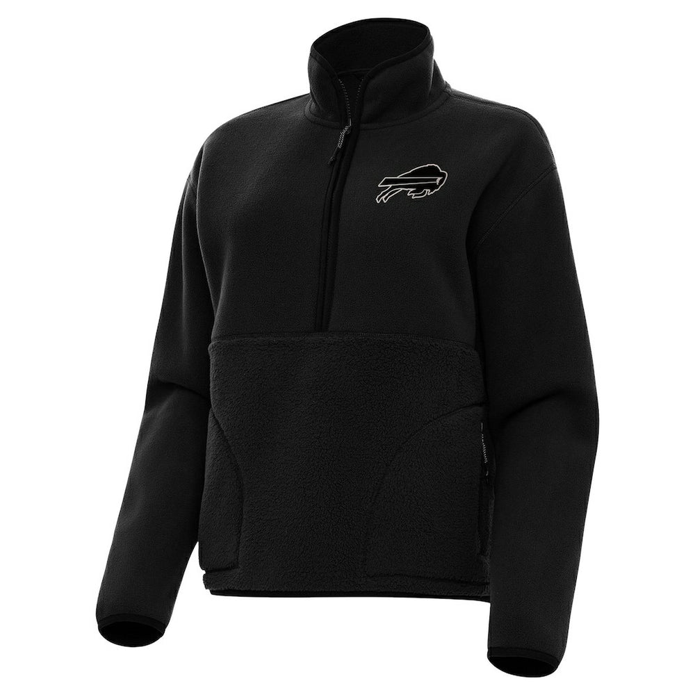 Buffalo Bills Antigua Women's Brushed Carbon Figure Half-Zip Pullover Sweatshirt – Black