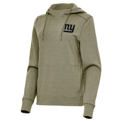 New York Giants Antigua Women's Justice Pullover Hoodie Olive