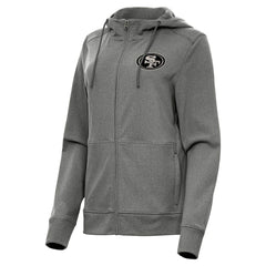 San Francisco 49ers Antigua Women's Seeker Full-Zip Hoodie Jacket Heather Black