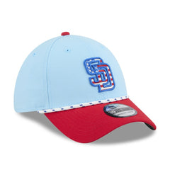 San Diego Padres New Era 2025 Fourth of July 39THIRTY Flex Hat - Light Blue/Red - New Era Sale
