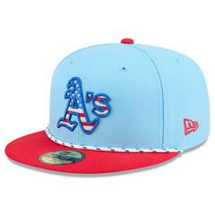 Athletics New Era 2025 Fourth of July 59FIFTY Fitted Hat - Light Blue/Red - New Era Sale