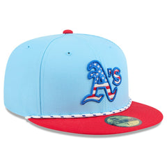 Athletics New Era 2025 Fourth of July 59FIFTY Fitted Hat - Light Blue/Red - New Era Sale