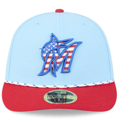 Miami Marlins New Era 2025 Fourth of July Low Profile 59FIFTY Fitted Hat - Light Blue/Red - New Era Lifestyle