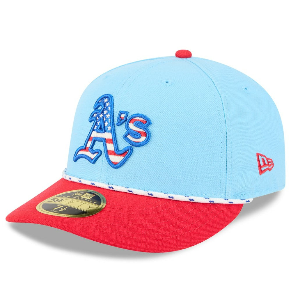 Athletics New Era 2025 Fourth of July Low Profile 59FIFTY Fitted Hat - Light Blue/Red - New Era on Sale