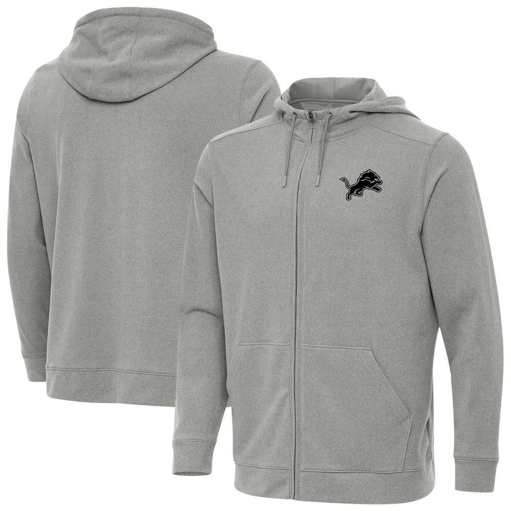 Detroit Lions Antigua Effortless Full-Zip Hoodie Jacket Heather Gray