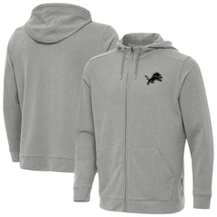 Detroit Lions Antigua Effortless Full-Zip Hoodie Jacket Heather Gray