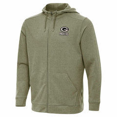 Green Bay Packers Antigua Effortless Full-Zip Hoodie Jacket Olive