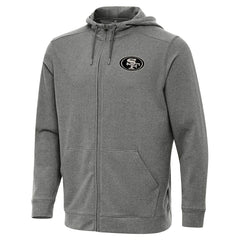 San Francisco 49ers Antigua Effortless Full-Zip Hoodie Jacket Heather Black