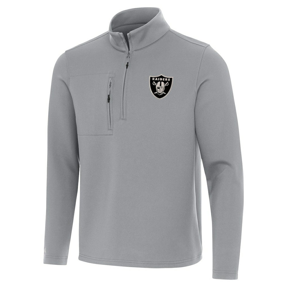 Las Vegas Raiders Antigua Insider Quarter-Zip Jacket Gray