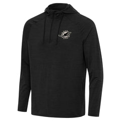 Miami Dolphins Antigua Spikes Raglan Quarter-Zip Hoodie Heather Black