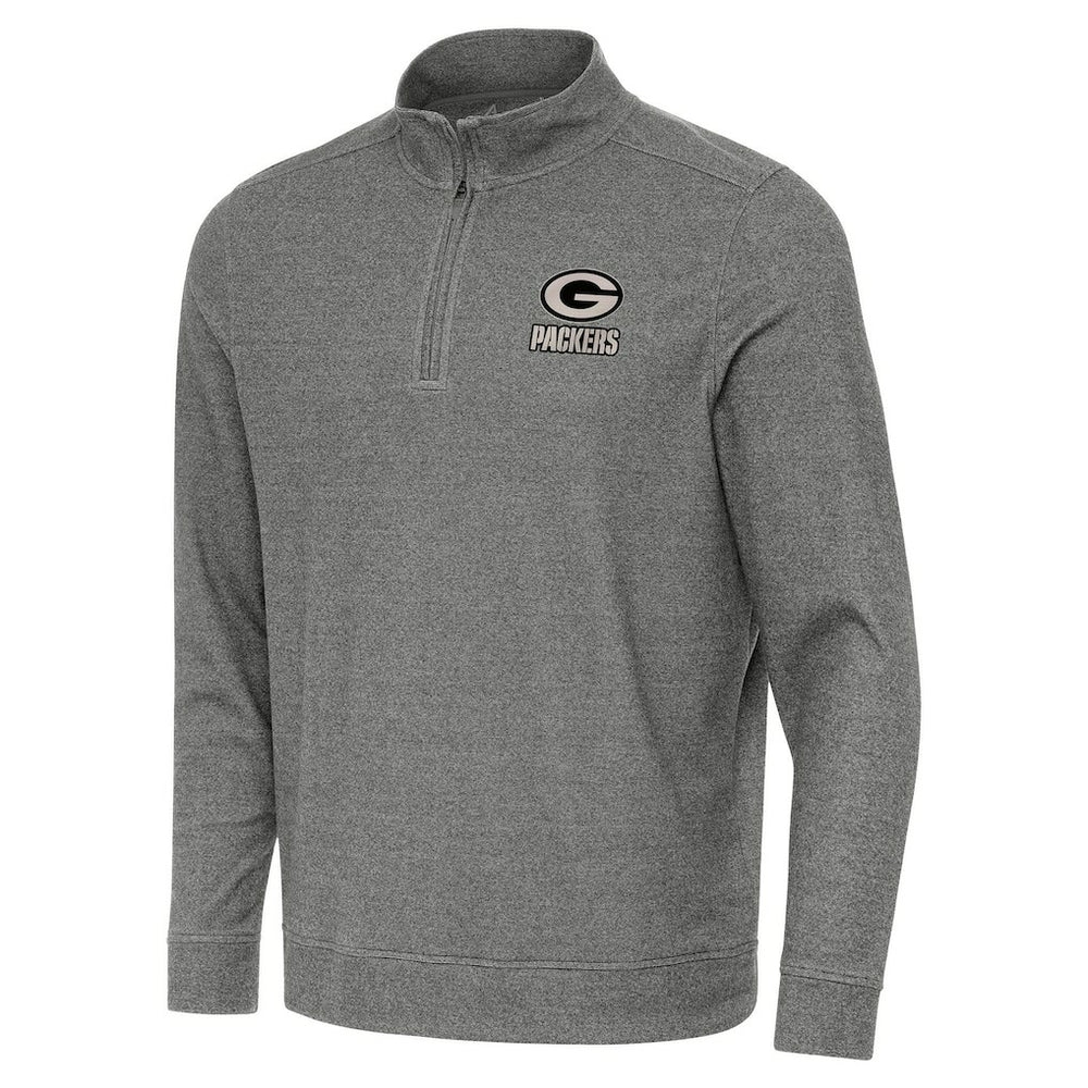Green Bay Packers Antigua Subtle Quarter-Zip Top Heather Black