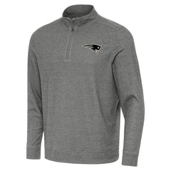 New England Patriots Antigua Subtle Quarter-Zip Top Heather Black