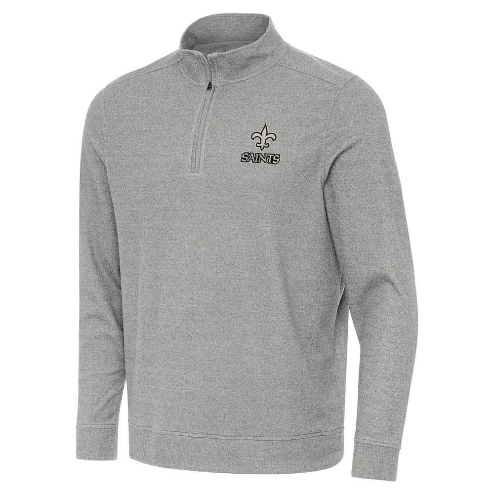 New Orleans Saints Antigua Subtle Quarter-Zip Top Heather Gray