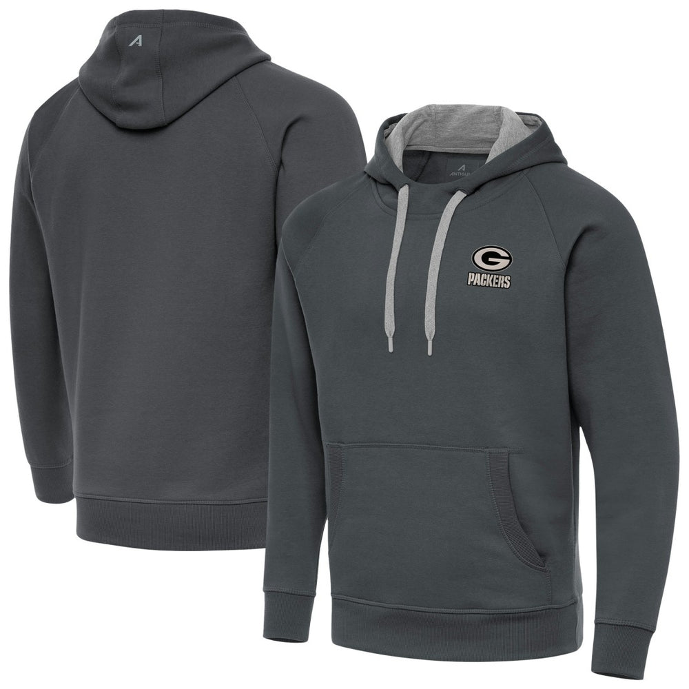 Green Bay Packers Antigua Brushed Carbon Victory Pullover Hoodie Charcoal