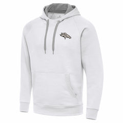 Denver Broncos Antigua Brushed Carbon Victory Pullover Hoodie White
