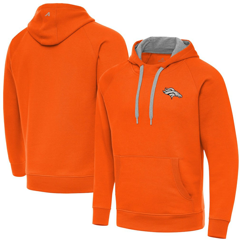 Denver Broncos Antigua Brushed Carbon Victory Pullover Hoodie Orange