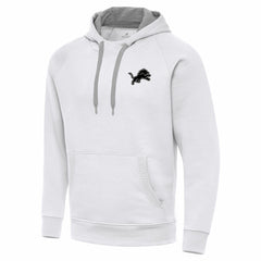 Detroit Lions Antigua Brushed Carbon Victory Pullover Hoodie White