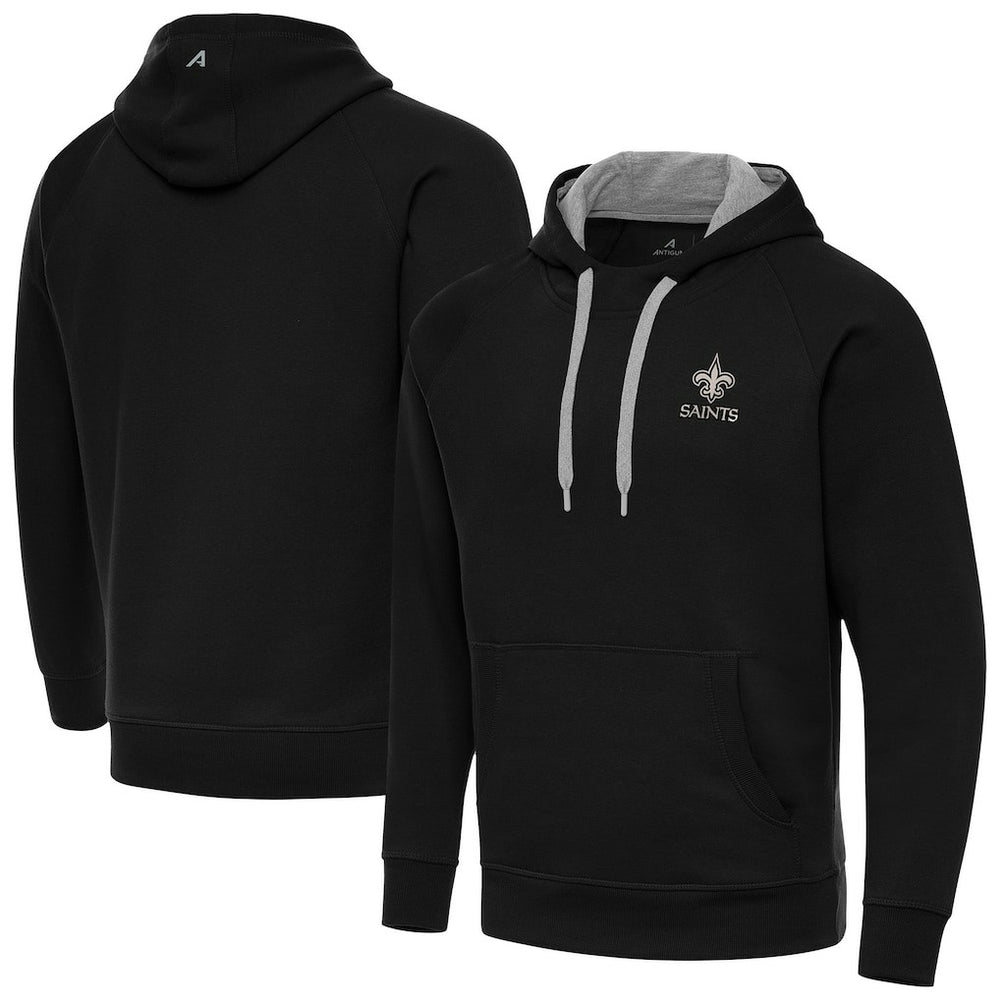 New Orleans Saints Antigua Brushed Carbon Victory Pullover Hoodie Black