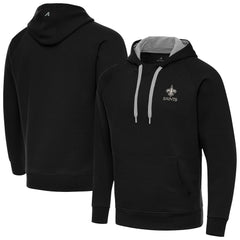 New Orleans Saints Antigua Brushed Carbon Victory Pullover Hoodie Black