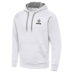 New Orleans Saints Antigua Brushed Carbon Victory Pullover Hoodie White